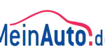 Man sieht das Meinauto.de Logo. Es ist eine blaue Schrift mit einem roten Schwung, der wie ein Auto aussieht.