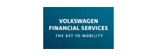 Es ist ein Logo von VW Financial Services zu sehen. Es ist bläulich mit weißer Schrift.