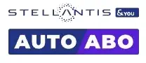 Man sieht das Stellantis Autoabo Logo. Es heisst Stellantis & You Autoabo. in Blau und Lila gestaltet.