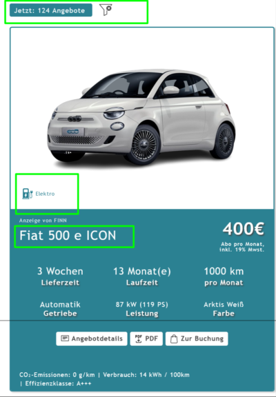 Fiat 500 E-Auto im Abo