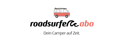 Logo von Roadsurfer mit VW-Bus und Surfbrett auf dem Dach.