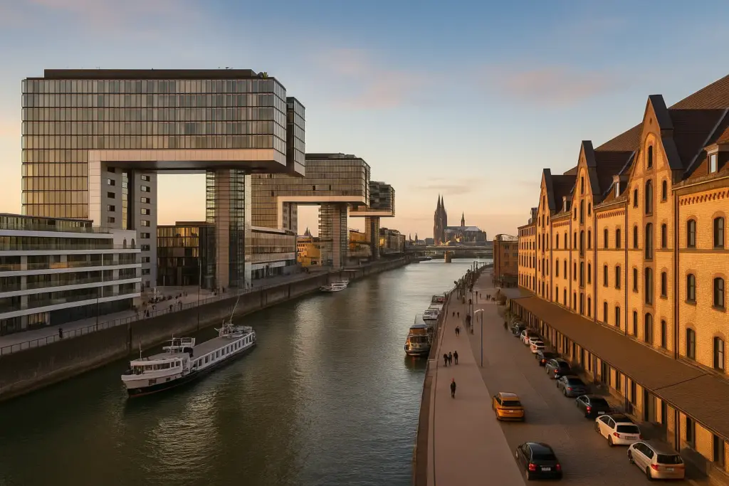 Köln Rheinauhafen und Kranhäuser Auto Abo Köln