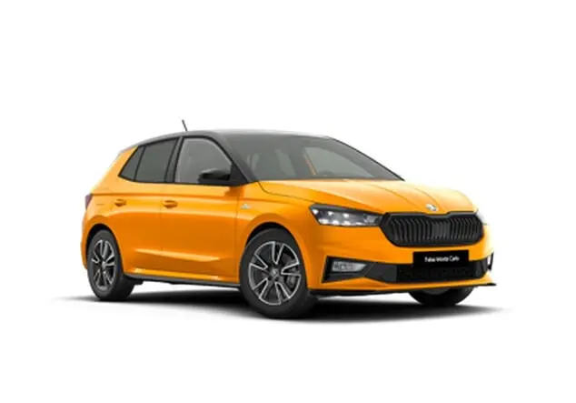 Angebotsdetails Skoda Fabia Skoda Fabia Monte Carlo Plus 1.5 TSI 110 kW (150 PS) 7-Gang-DSG Phoenix-Orange Metallic (Dach in Schwarz)